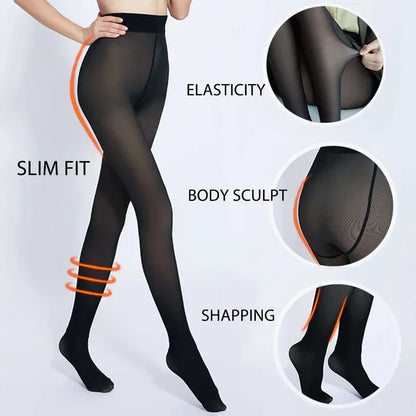 Women'S Thermal Leggings Panty Fleece Women Pantyhose Stockings Tights Women Winter Fake Translucent Warm Sexy Pantyhose Winter